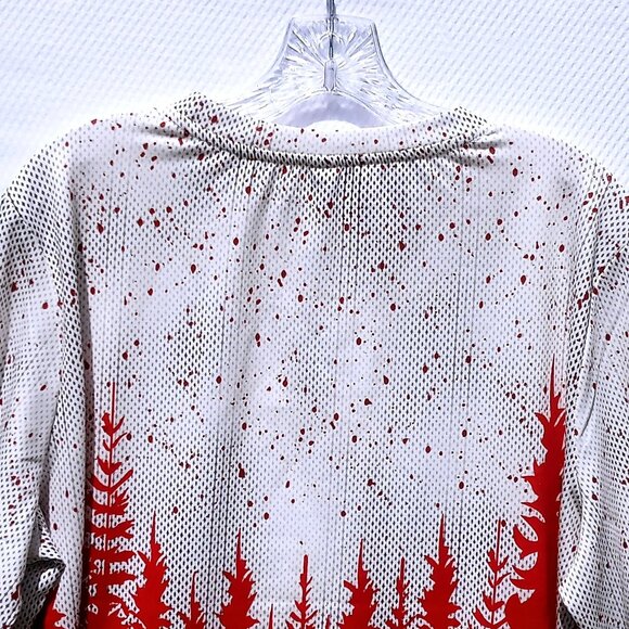 Exclusive Women's Shirt XXL Red White Forest Dotted Print Long Sleeve Blouse - Picture 8 of 11